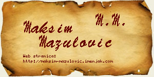 Maksim Mazulović vizit kartica